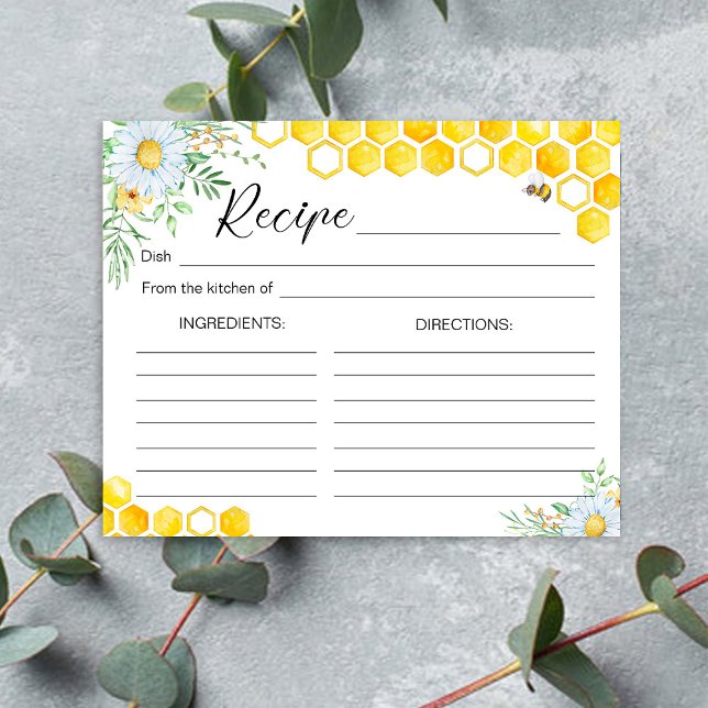 Honey bee bridal shower recipe card (Creator Uploaded)