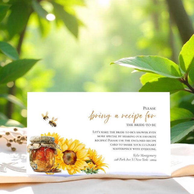 Honey & Bee Bridal Shower Recipe Request Card (Creator Uploaded)