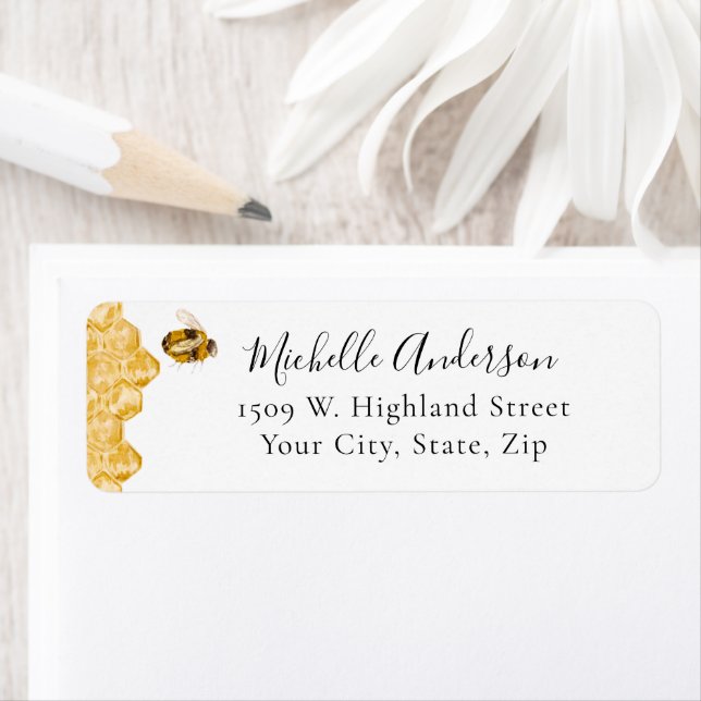 Honey Bee Bridal Shower Return Address Label (Insitu)