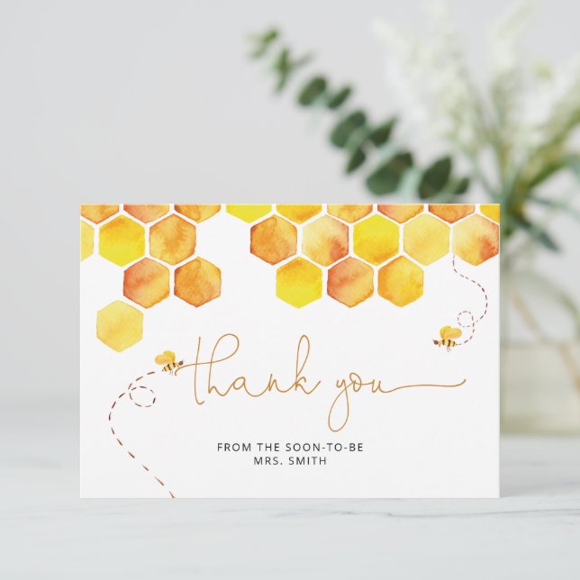  Honey bee bridal shower thank you card (Standing Front)