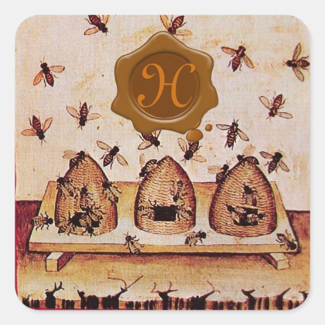 HONEY BEE, BROWN WAX SEAL MONOGRAM (Front)