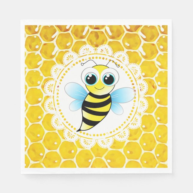 Honey Bee Bumblebee Themed Baby Shower Napkins (Front)