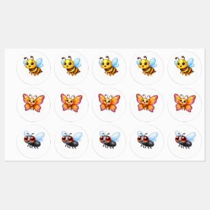 Honey bee, butterfly and fly kawaii image