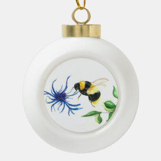 Honey Bee Ceramic Ball Christmas Ornament