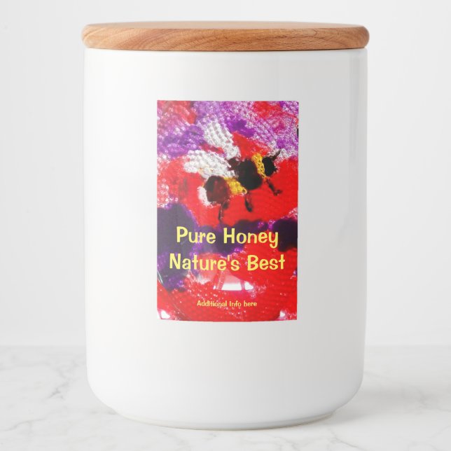 Honey Bee Colourful Red Purple  Food Label (Front)