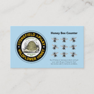 Honey Bee Counter Light Blue Loyalty Card