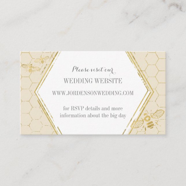 Honey Bee Cream Gold Custom Website Card (Front)