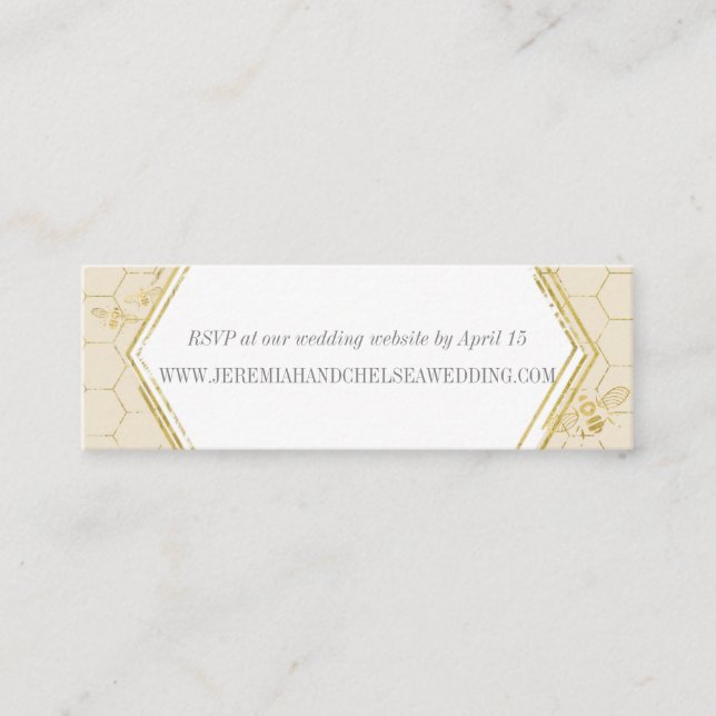 Honey Bee Cream Gold Pattern Custom RSVP Card (Front)