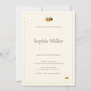 Honey Bee Cream Neutral Baby Shower Invitation