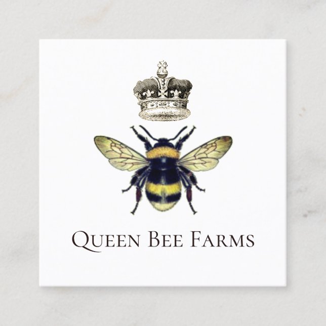 Honey Bee Crown Farm Apiary Beekeeper Square Business Card (Front)