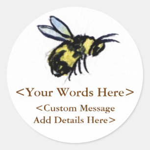 Honey Bee Custom Design Sticker Labels or Decals