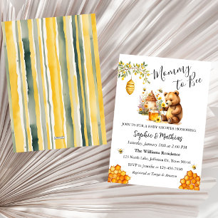 Honey Bee Cute Bear Baby Shower Invitation