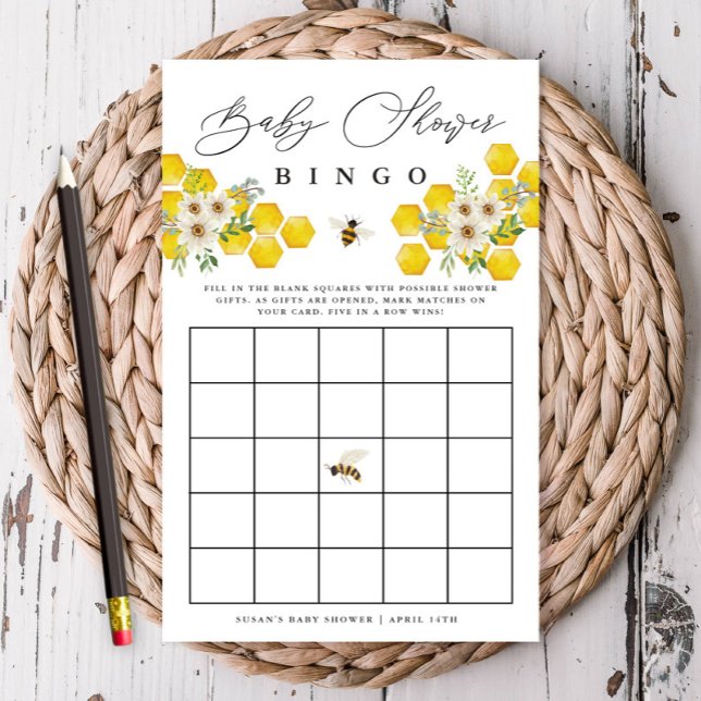 Honey Bee & Daisy Baby Bingo Paper Bingo Card (Creator Uploaded)