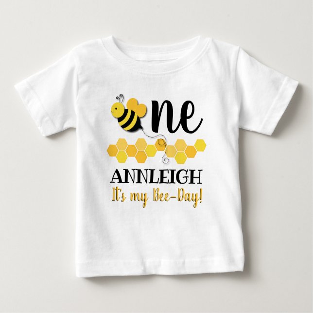 Honey Bee-Day First Birthday Baby T-Shirt (Front)