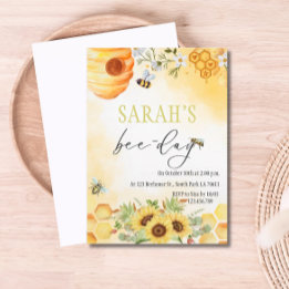 Honey Bee-Day Themed Birthday Party Invitation