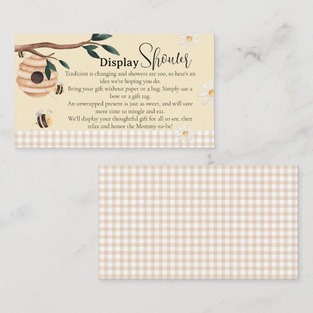  Honey Bee Display Shower Baby Shower Enclosure Card (Front/Back)