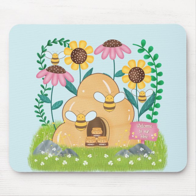 Honey Bee Family Mouse Pad (Front)