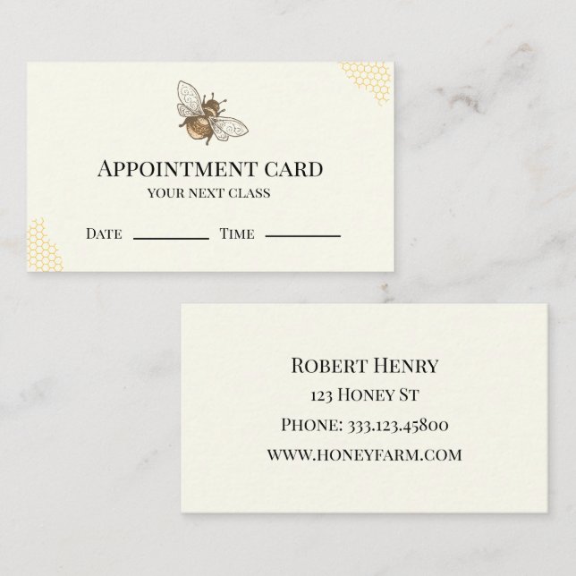 Honey Bee farm  Appointment Card (Front/Back)