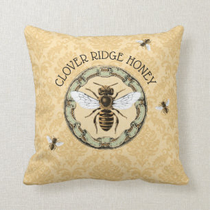 Honey Bee Farm Beekeeper Label 3 Cushion