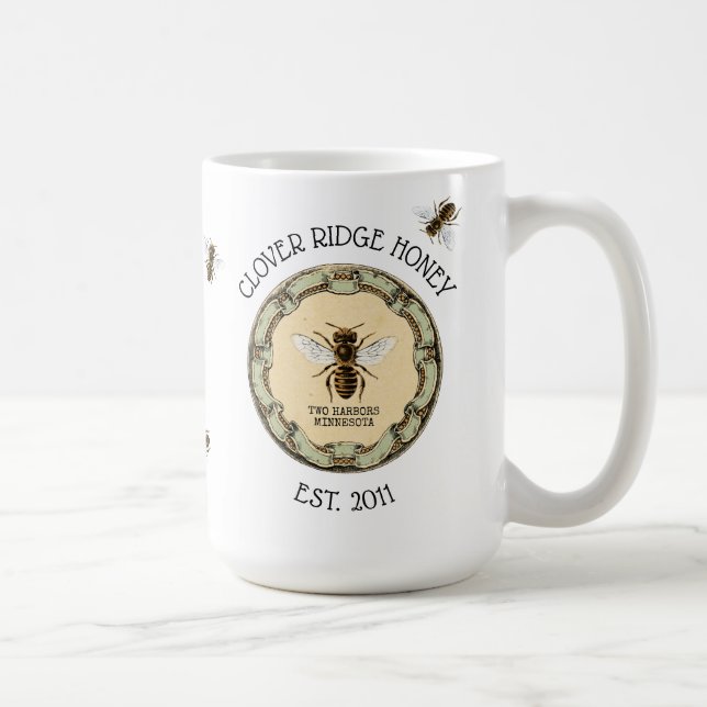 Honey Bee Farm Beekeeper Label Coffee Mug (Right)