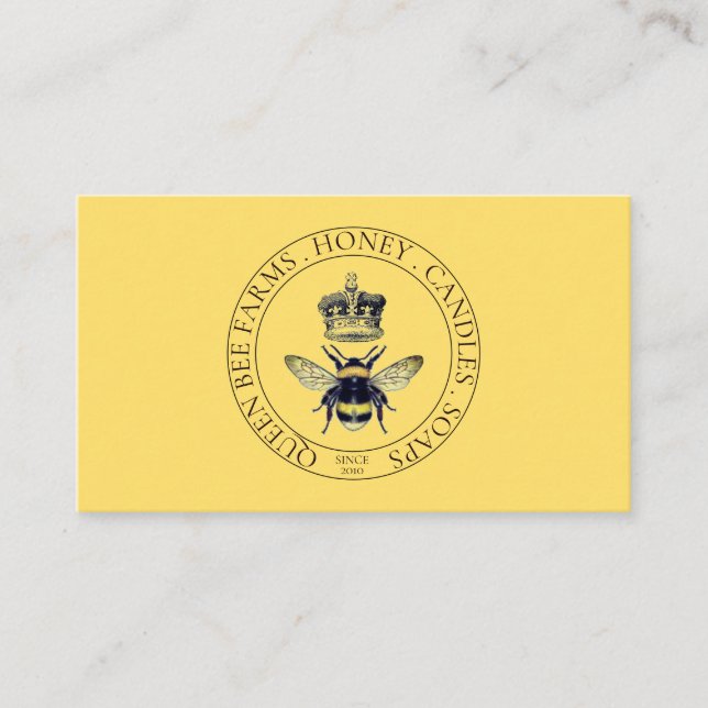 Honey Bee Farm Logo Apiary Beekeeper Business Card (Front)