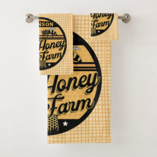 Honey Bee Farm Personalised NAME Sweet Beehive Bath Towel Set