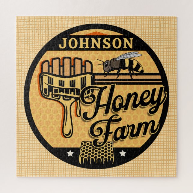 Honey Bee Farm Personalised NAME Sweet Beehive Jigsaw Puzzle (Vertical)