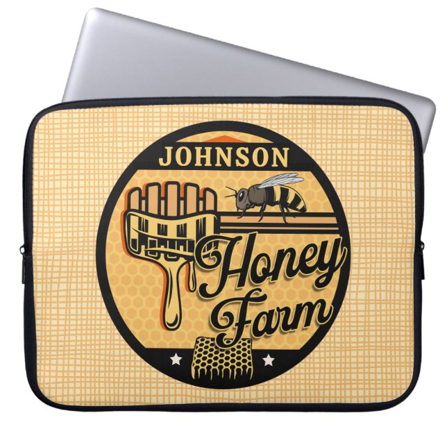 Honey Bee Farm Personalised NAME Sweet Beehive Laptop Sleeve (Front)
