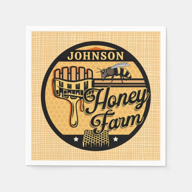 Honey Bee Farm Personalised NAME Sweet Beehive Napkin (Front)