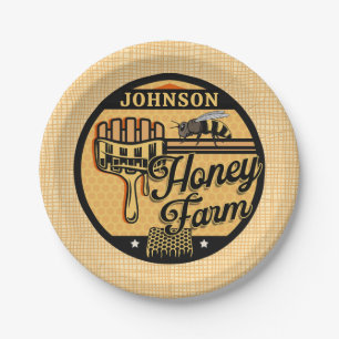 Honey Bee Farm Personalised NAME Sweet Beehive Paper Plate