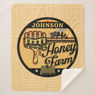 Honey Bee Farm Personalised NAME Sweet Beehive Sherpa Blanket