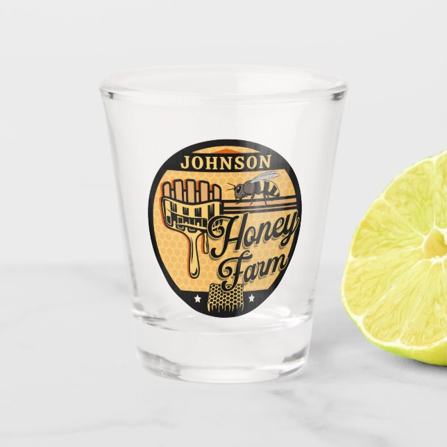 Honey Bee Farm Personalised NAME Sweet Beehive Shot Glass (Front)
