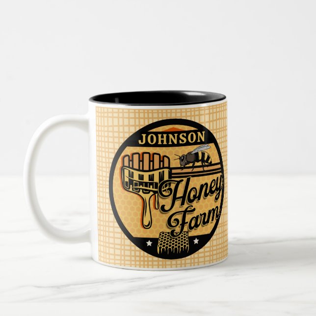 Honey Bee Farm Personalised NAME Sweet Beehive Two-Tone Coffee Mug (Left)