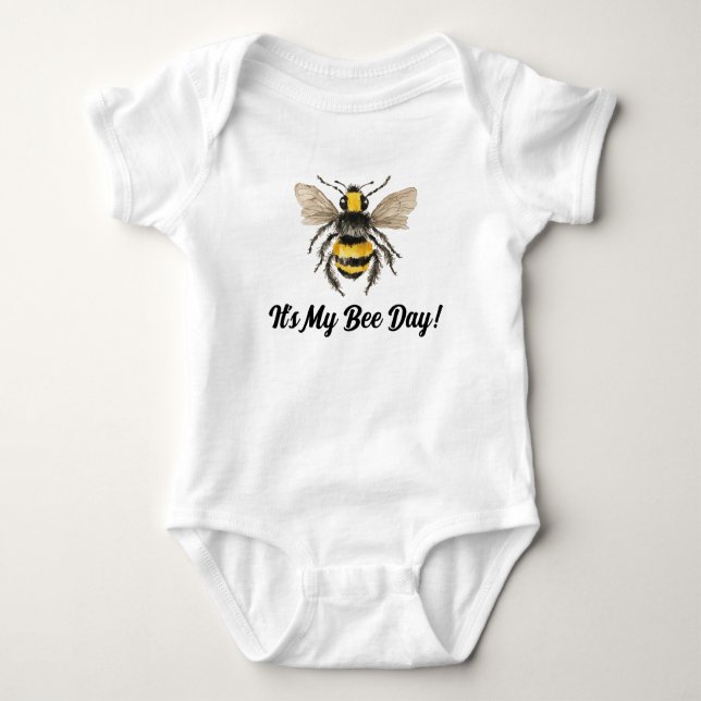 Honey Bee First Birthday Baby One Piece Baby Bodysuit (Front)