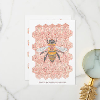 Honey bee flat note card with envelope
