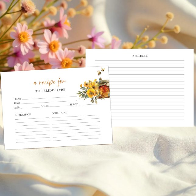 Honey & Bee Floral Bridal Shower Recipe Cards (Creator Uploaded)