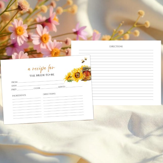 Honey & Bee Floral Bridal Shower Recipe Cards (Creator Uploaded)