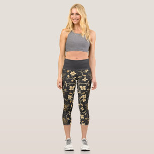 Honey Bee Floral Capri Leggings