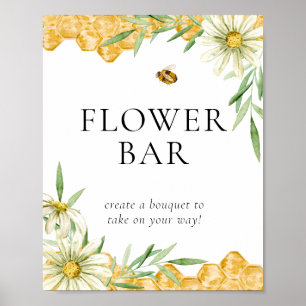 Honey Bee Floral Flower Bar Station Sign