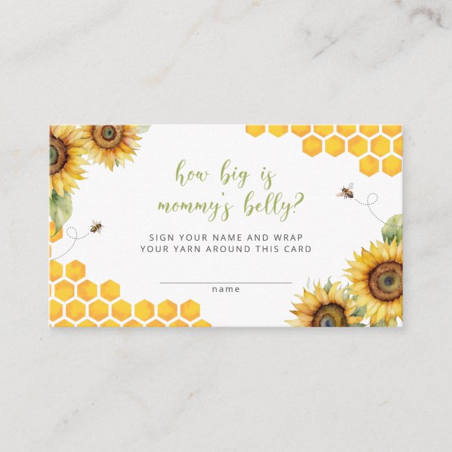 Honey Bee Floral How Big Is Mummy's Belly Game Enclosure Card (Front)