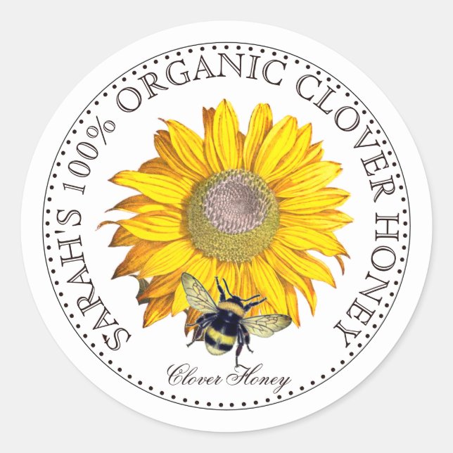 Honey Bee Flower Honey Jar Label (Front)