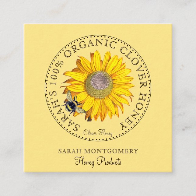 Honey Bee Flower Honey Products  Square Business Card (Front)