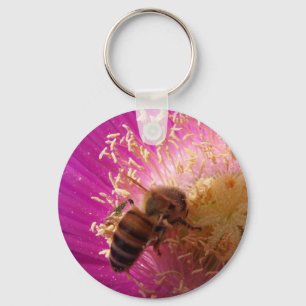 Honey Bee Flower Keychain