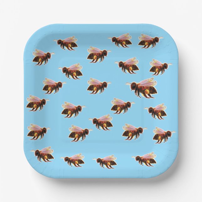 Honey Bee Flying  Paper Plate (Front)