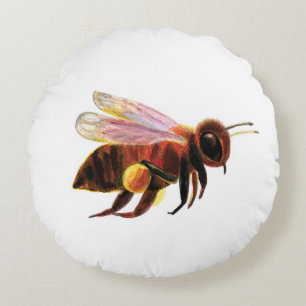 Honey Bee Flying Round Cushion
