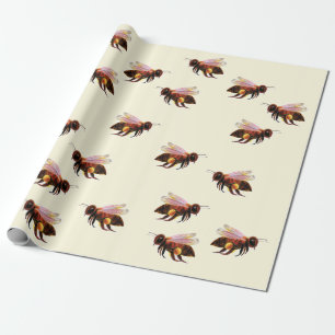 Honey Bee Flying   Wrapping Paper