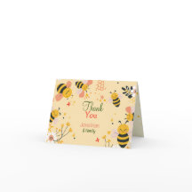 Honey Bee Folded Thank You Card