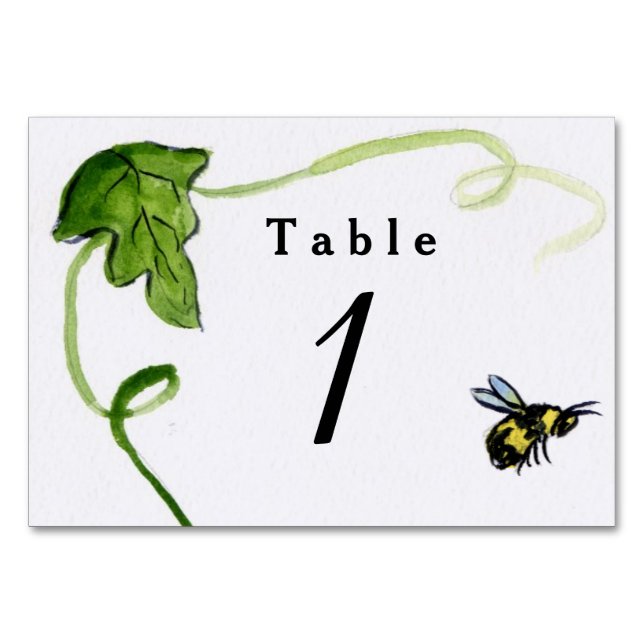 Honey Bee Garden Personalised Number Table Card (Front)