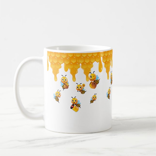 Honey Bee Gathering Honey Coffee Mug (Left)
