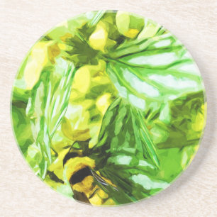 Honey Bee Gathering Pollen Abstract Impressionism Coaster